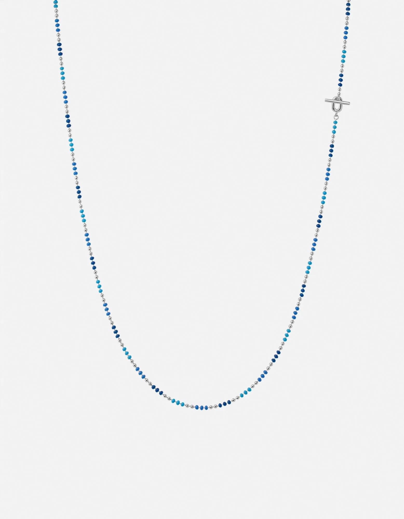 Orb 1.5mm Chain Necklace, Sterling Silver/Blue