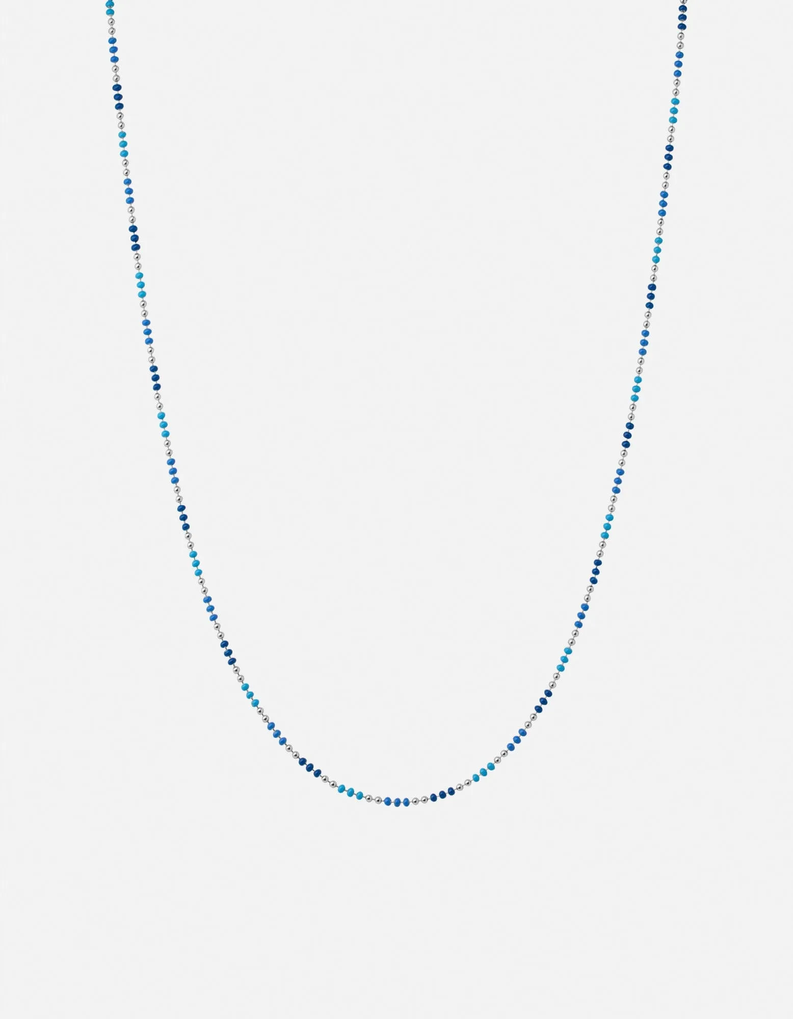 Orb 1.5mm Chain Necklace, Sterling Silver/Blue