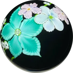 Orient & Flume 1984 Torchwork Surface Decorated Flowers on Black