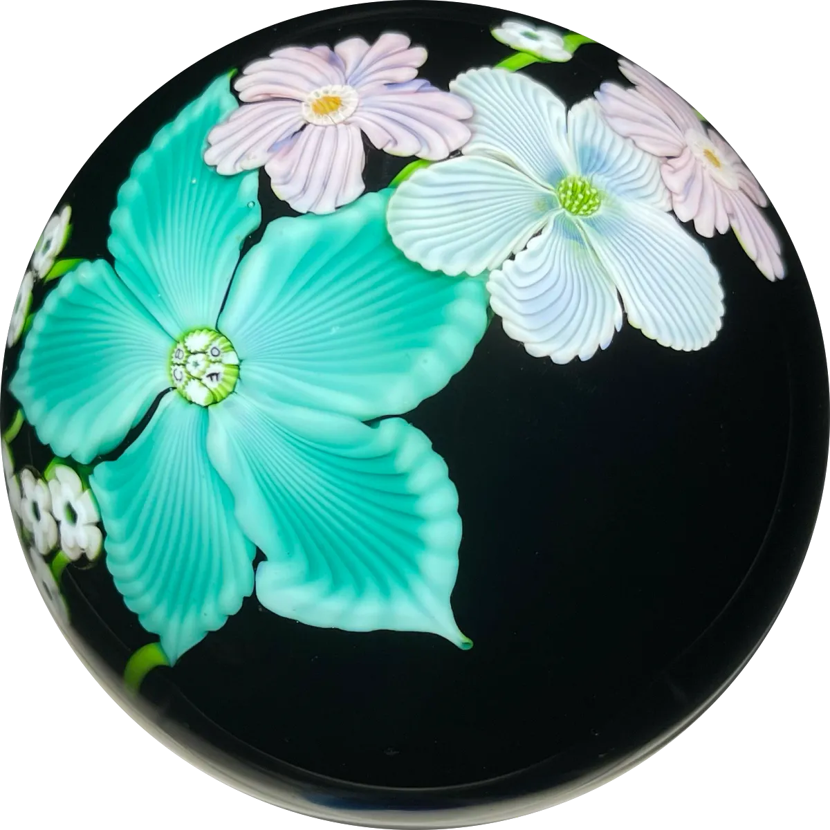 Orient & Flume 1984 Torchwork Surface Decorated Flowers on Black