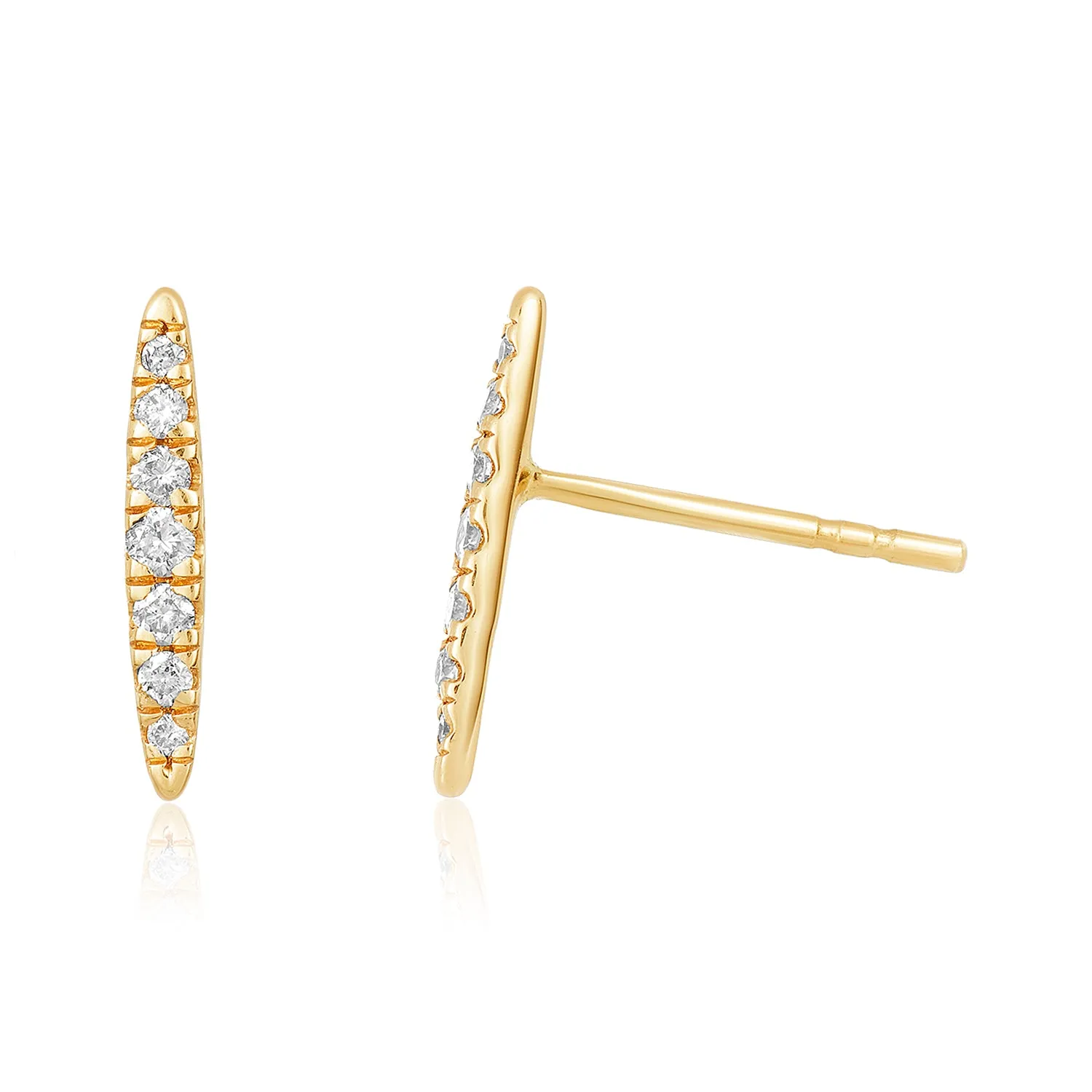 Oval Diamond Bar Studs