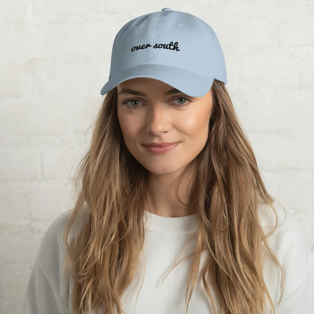Over South Text Logo (Black Text) - Embroidered Dad Hat