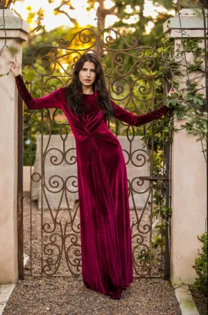 Oxblood Velvet Knot Limited Edition Maxi Dress