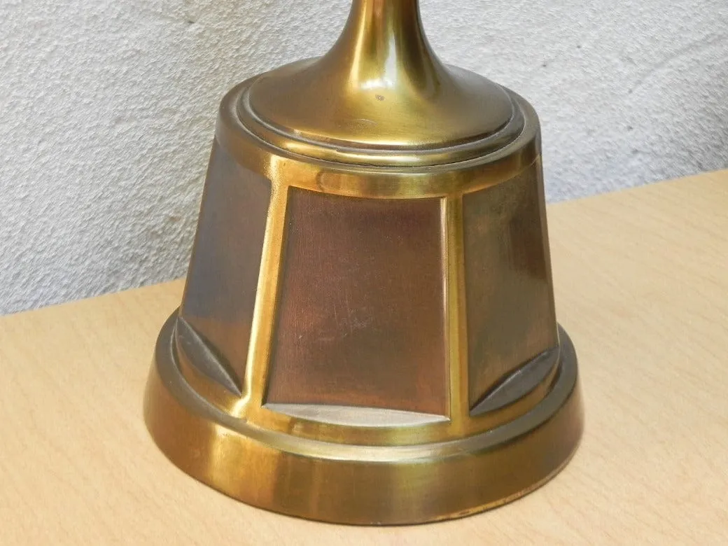 Pair Cast Brass Elegant Modern Obelisk Table Lamps, Late 1970s