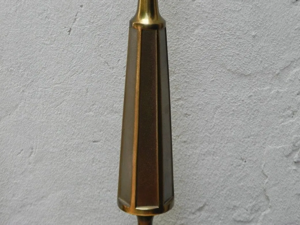 Pair Cast Brass Elegant Modern Obelisk Table Lamps, Late 1970s
