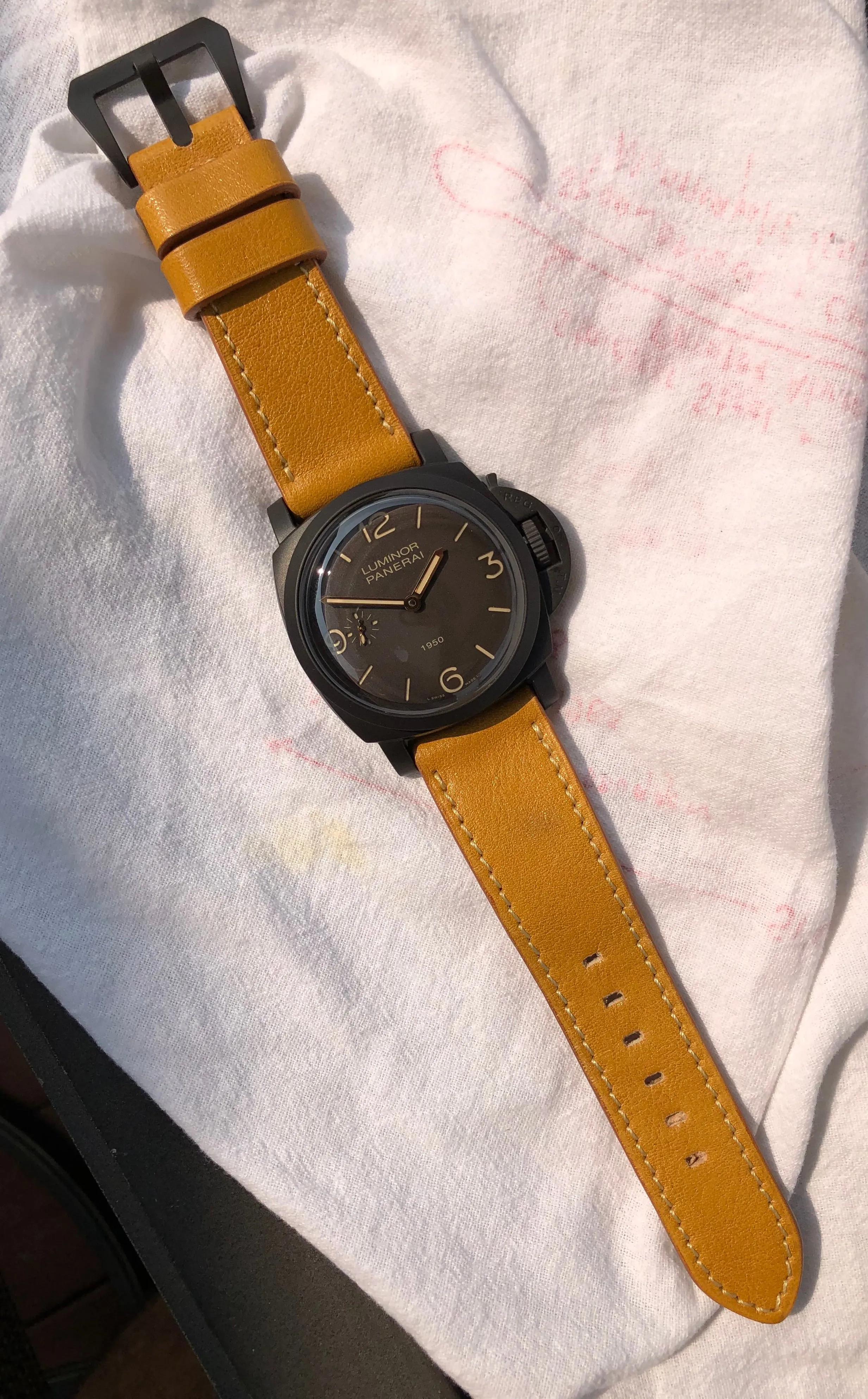 Panerai Luminor 1950 Composite 3 Days PAM 375 47mm Ceramic Wristwatch Box Papers