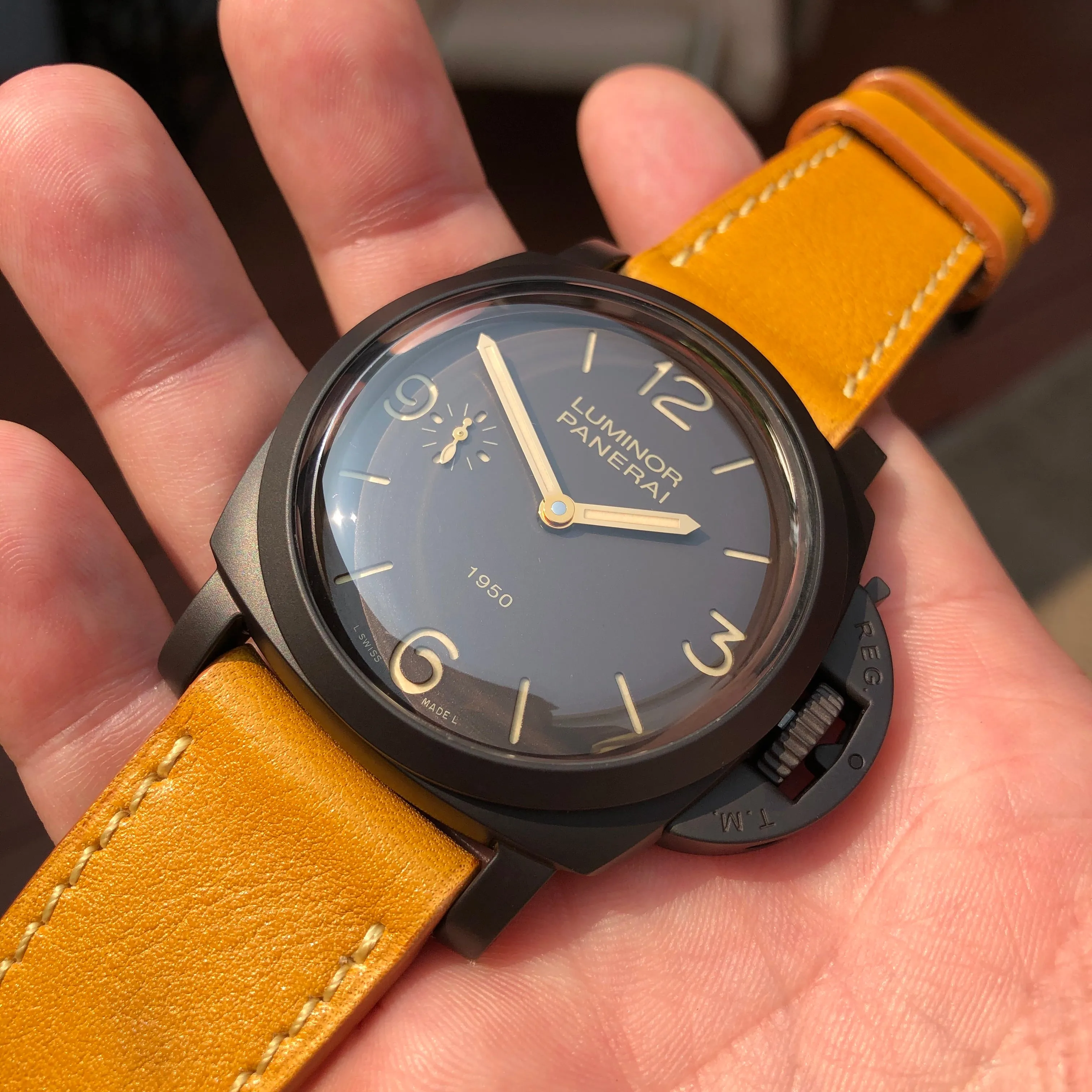 Panerai Luminor 1950 Composite 3 Days PAM 375 47mm Ceramic Wristwatch Box Papers
