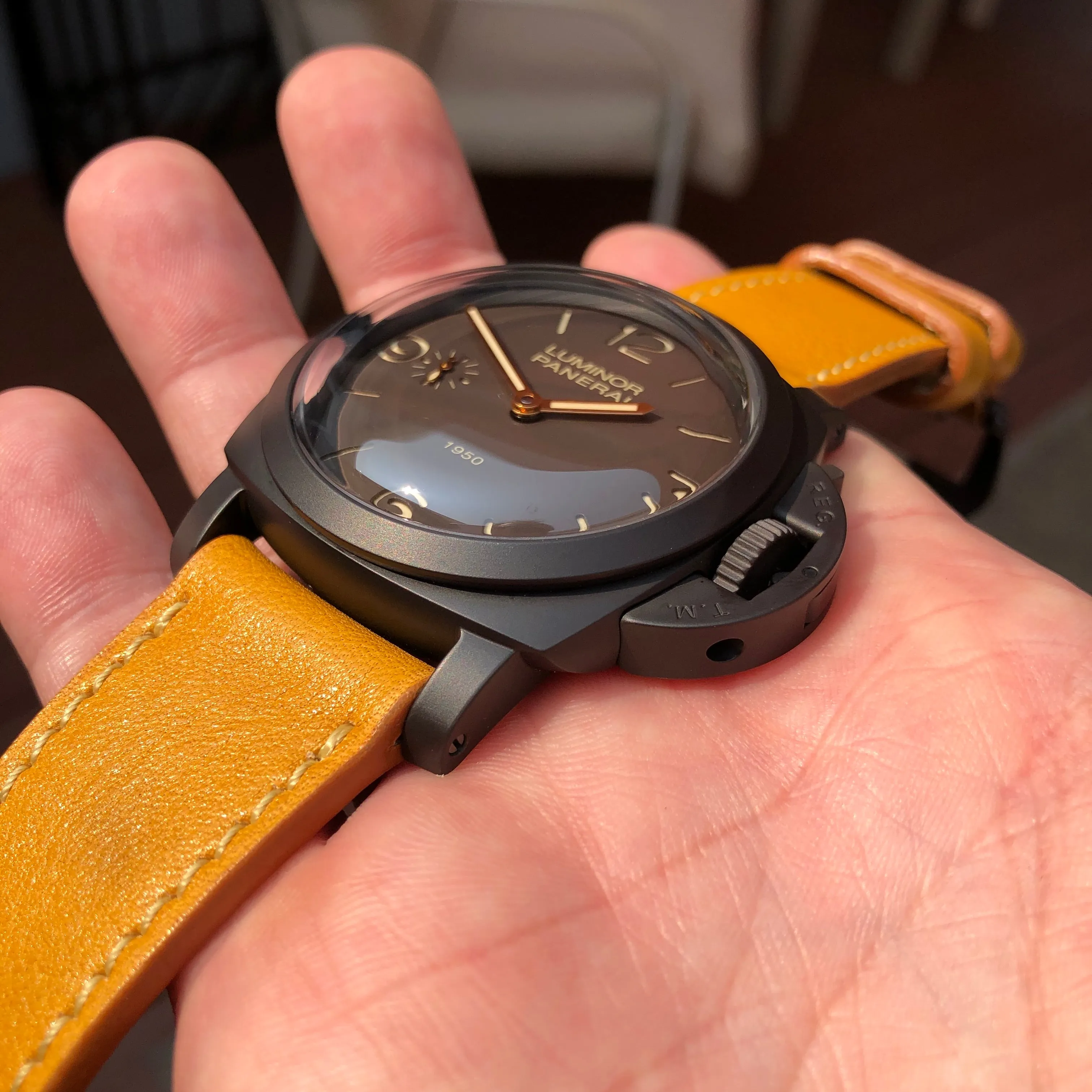 Panerai Luminor 1950 Composite 3 Days PAM 375 47mm Ceramic Wristwatch Box Papers