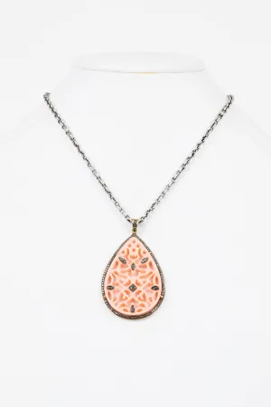 Pave Diamond, Coral Necklace