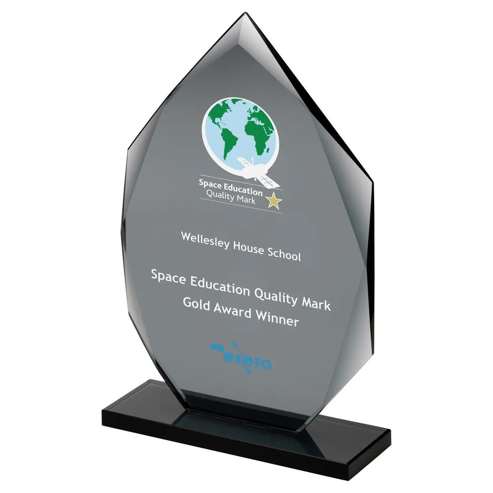Personalised Black Glass Diamond Award Plaque