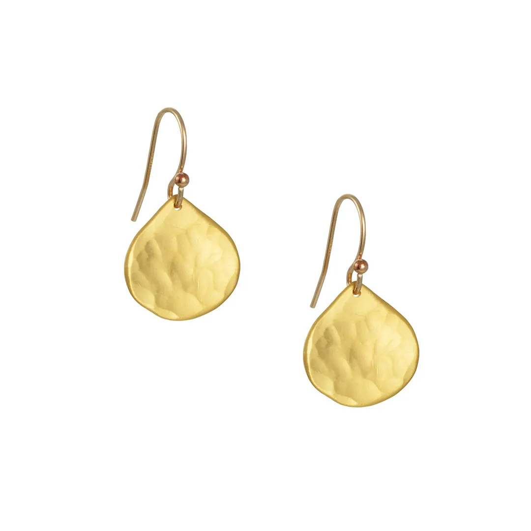 Philippa Roberts - Simple Hammered Drop Earrings in Vermeil