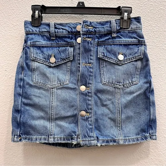 Pilcro Womens Size 25 Blue Denim Mini Skort Jean Button Casual Beach Preppy