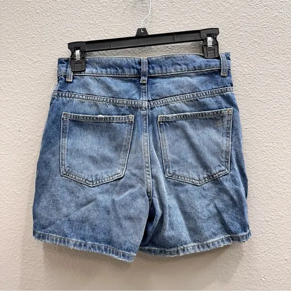 Pilcro Womens Size 25 Blue Denim Mini Skort Jean Button Casual Beach Preppy