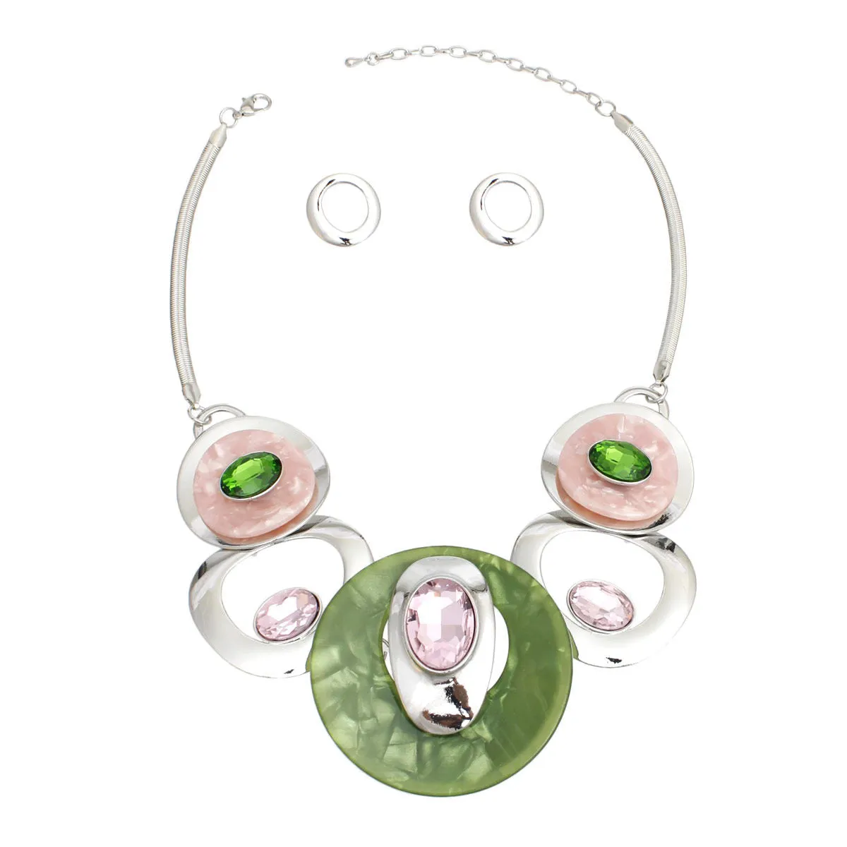 Pink Green Circular Bib for Women