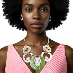 Pink Green Circular Bib for Women