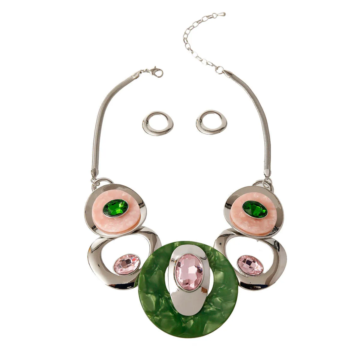 Pink Green Circular Bib for Women