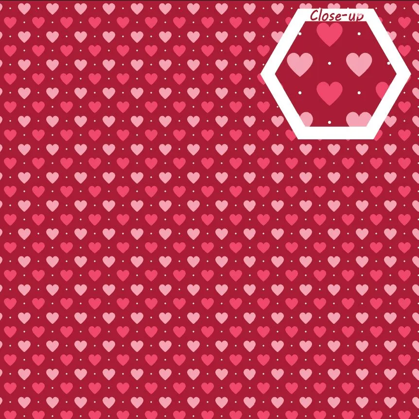 Pink hearts on Red Printed Vinyl
