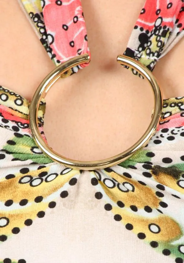 Pink Paisley Gold Ring Maxi Dress