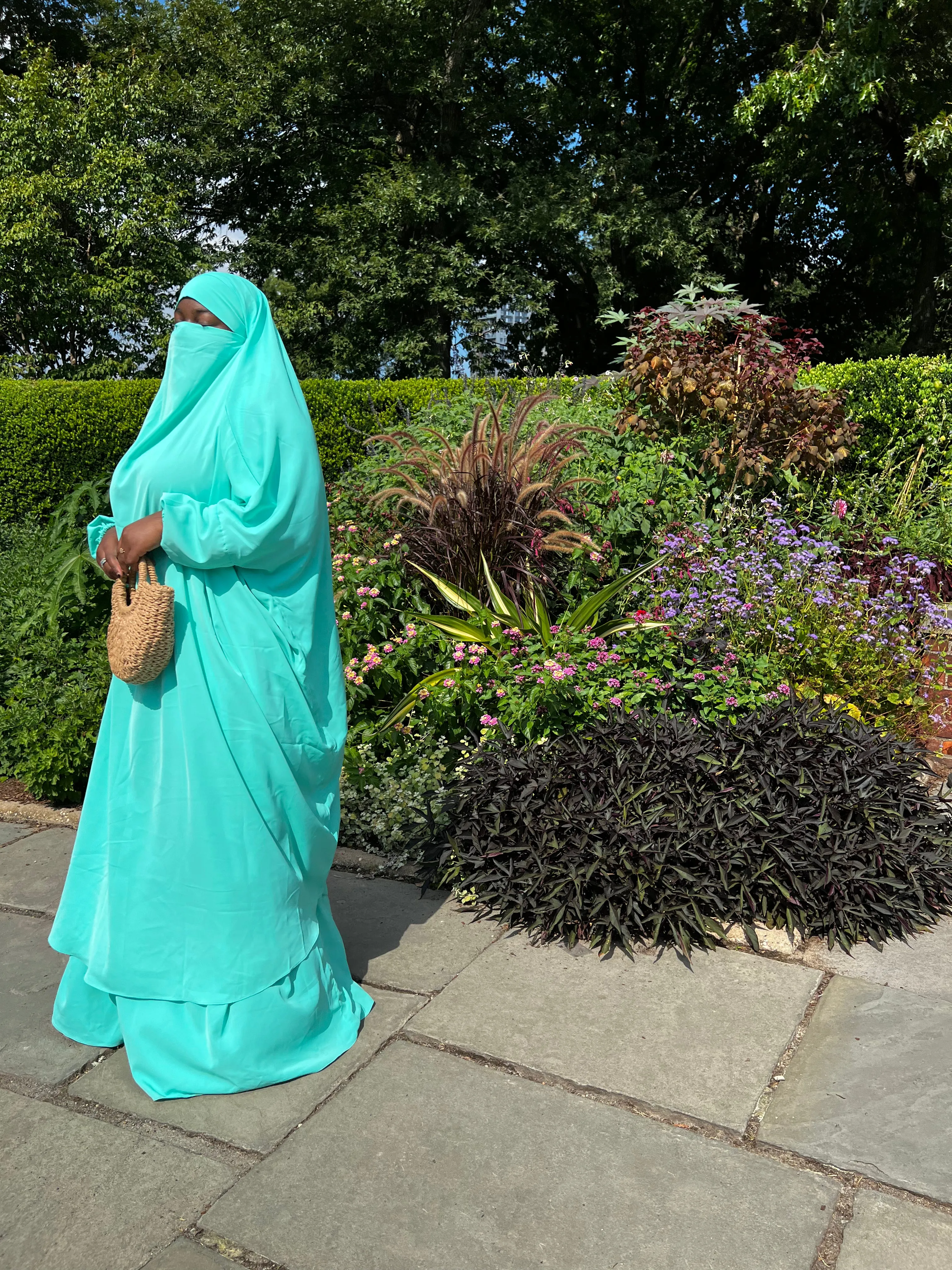 Plus Size 2 pieces jilbabs : Aqua Green with pocket