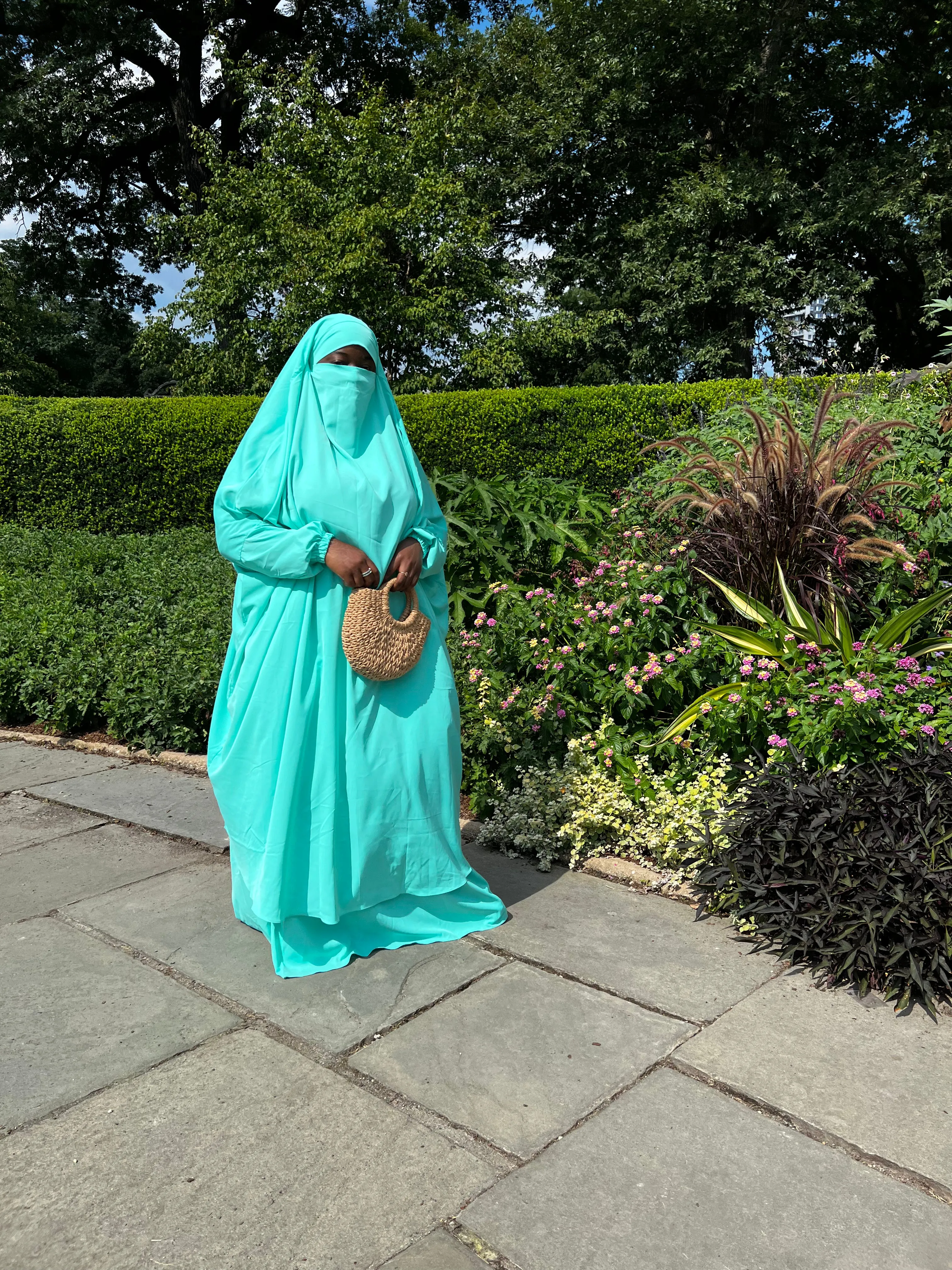 Plus Size 2 pieces jilbabs : Aqua Green with pocket