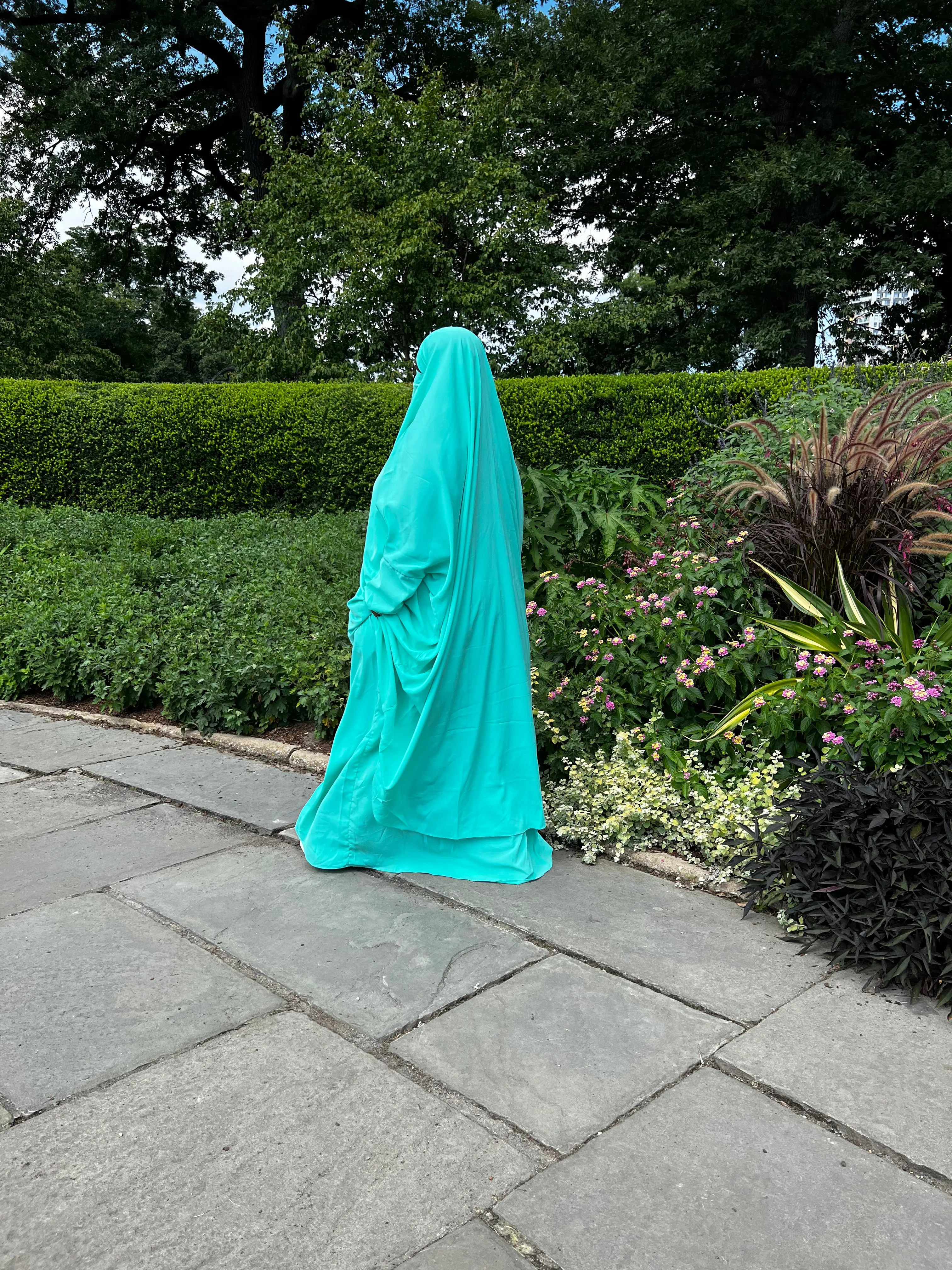 Plus Size 2 pieces jilbabs : Aqua Green with pocket