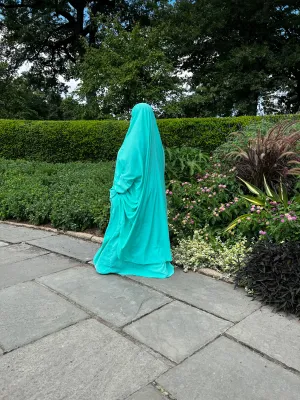 Plus Size 2 pieces jilbabs : Aqua Green with pocket