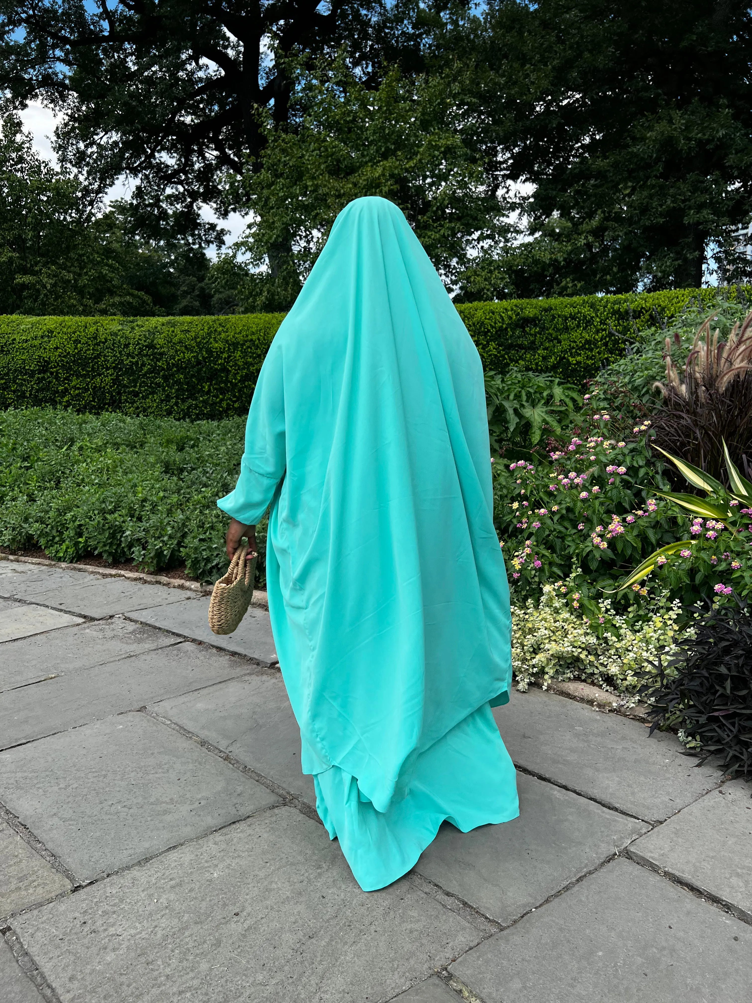 Plus Size 2 pieces jilbabs : Aqua Green with pocket