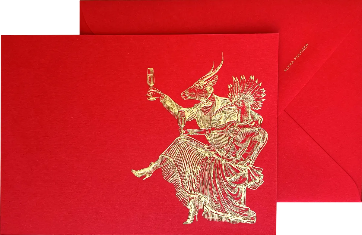 Poppin Bottles with Models Engraved Greeting Card & Envelope