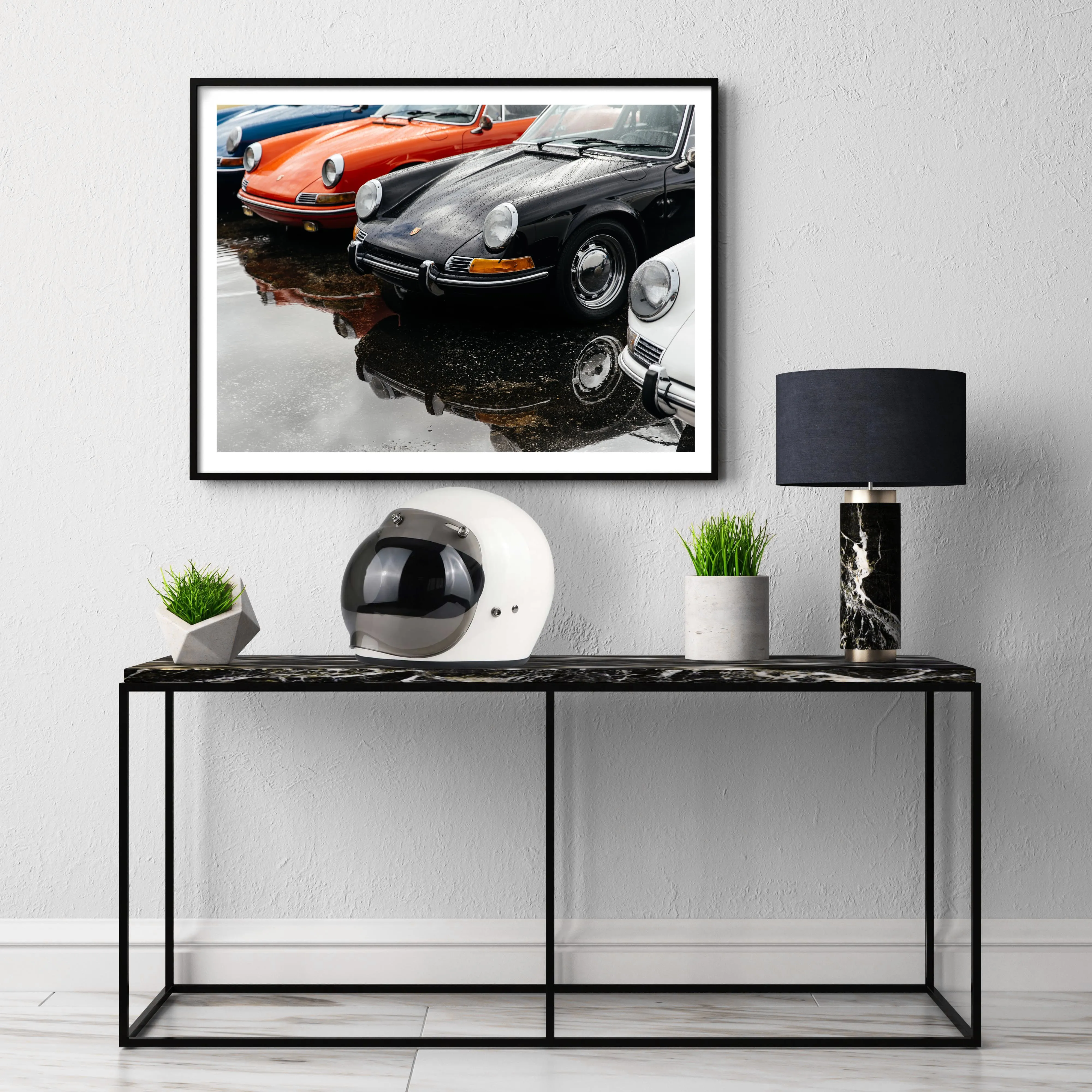 Porsche 911s in the Rain Print