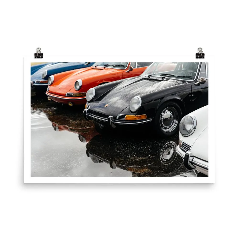 Porsche 911s in the Rain Print