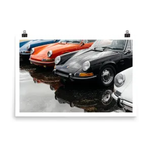 Porsche 911s in the Rain Print