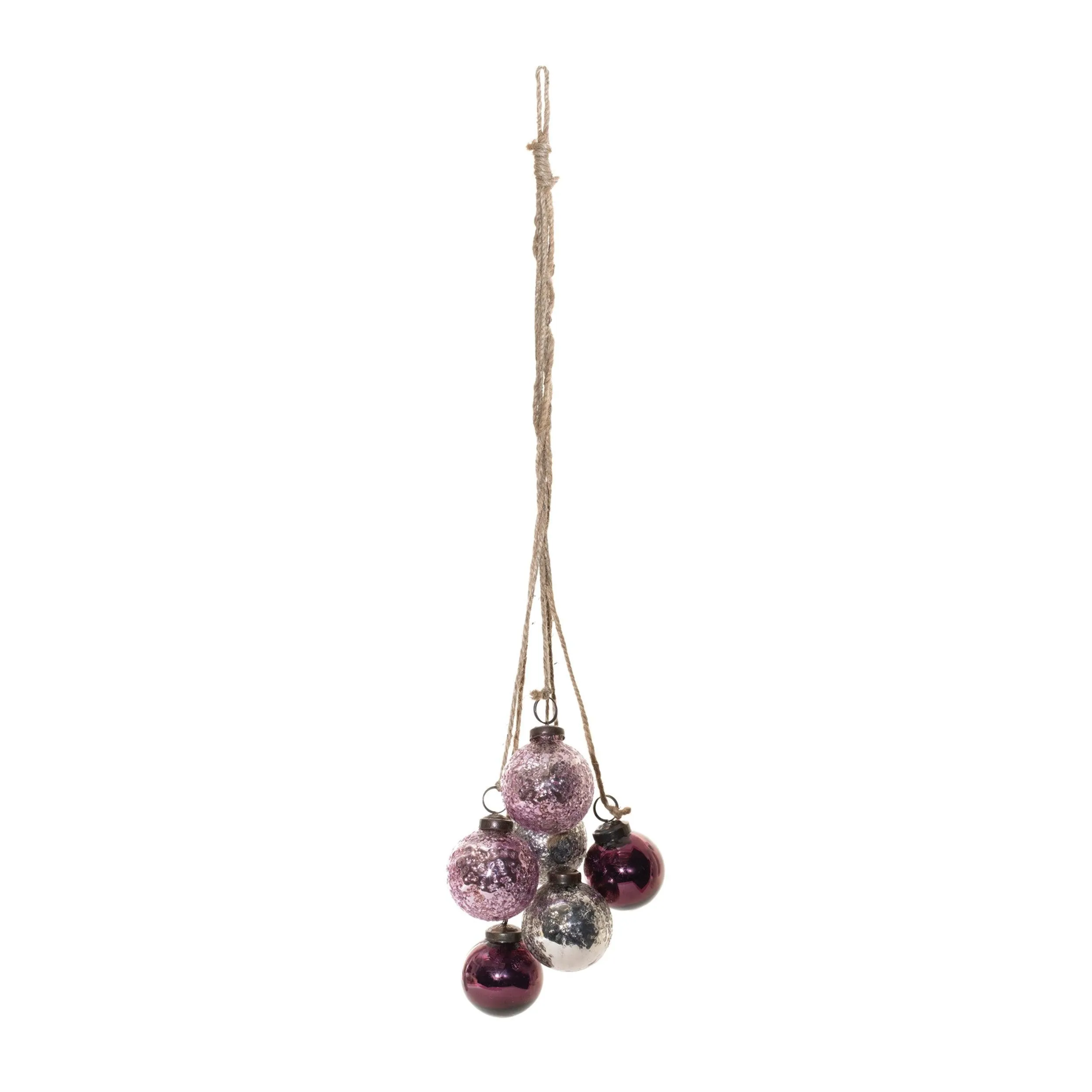 Purple Glass Ball Cluster Drop Ornament (Set of 2)