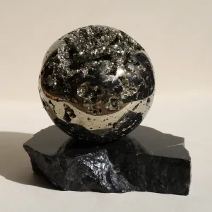 PYRITE ORB WITH MARBLE BASE