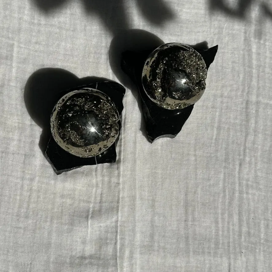 PYRITE ORB WITH MARBLE BASE