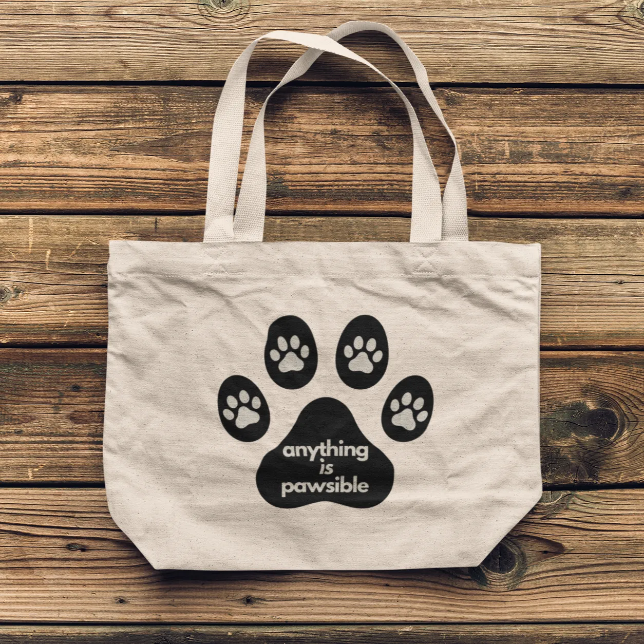 "Anything Is Pawsible" Canvas Tote