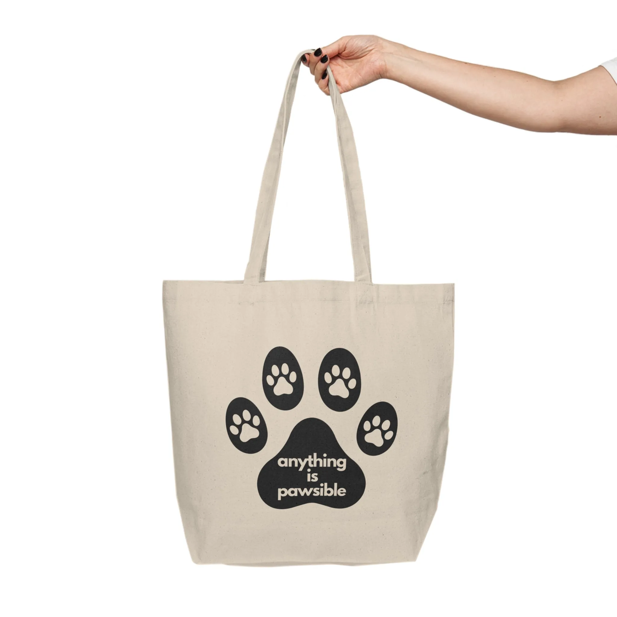 "Anything Is Pawsible" Canvas Tote