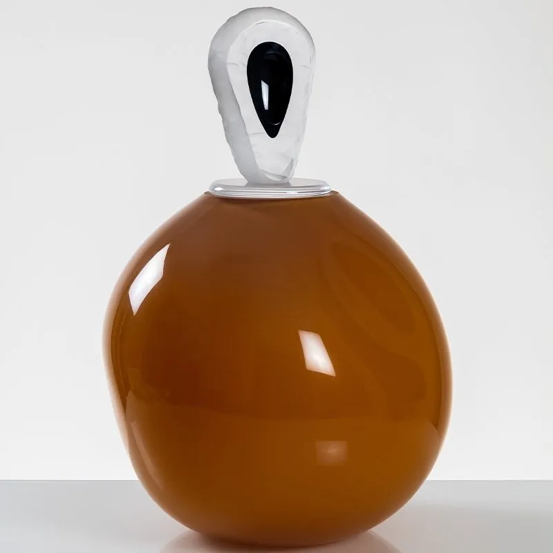 "Orb" Large Orange Glass Cremation Urn