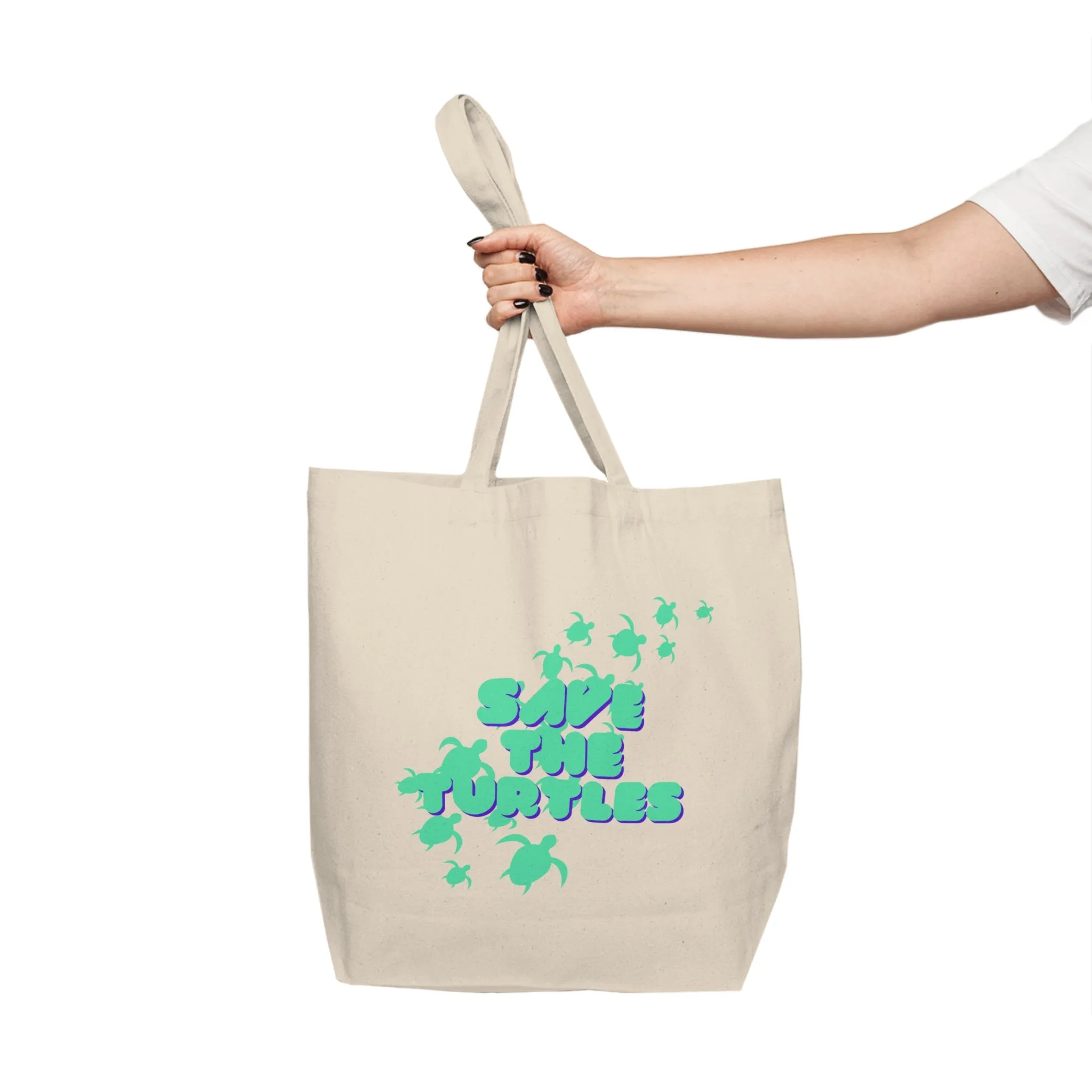"Save The Turtles" Canvas Tote