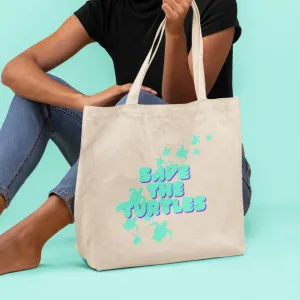 "Save The Turtles" Canvas Tote