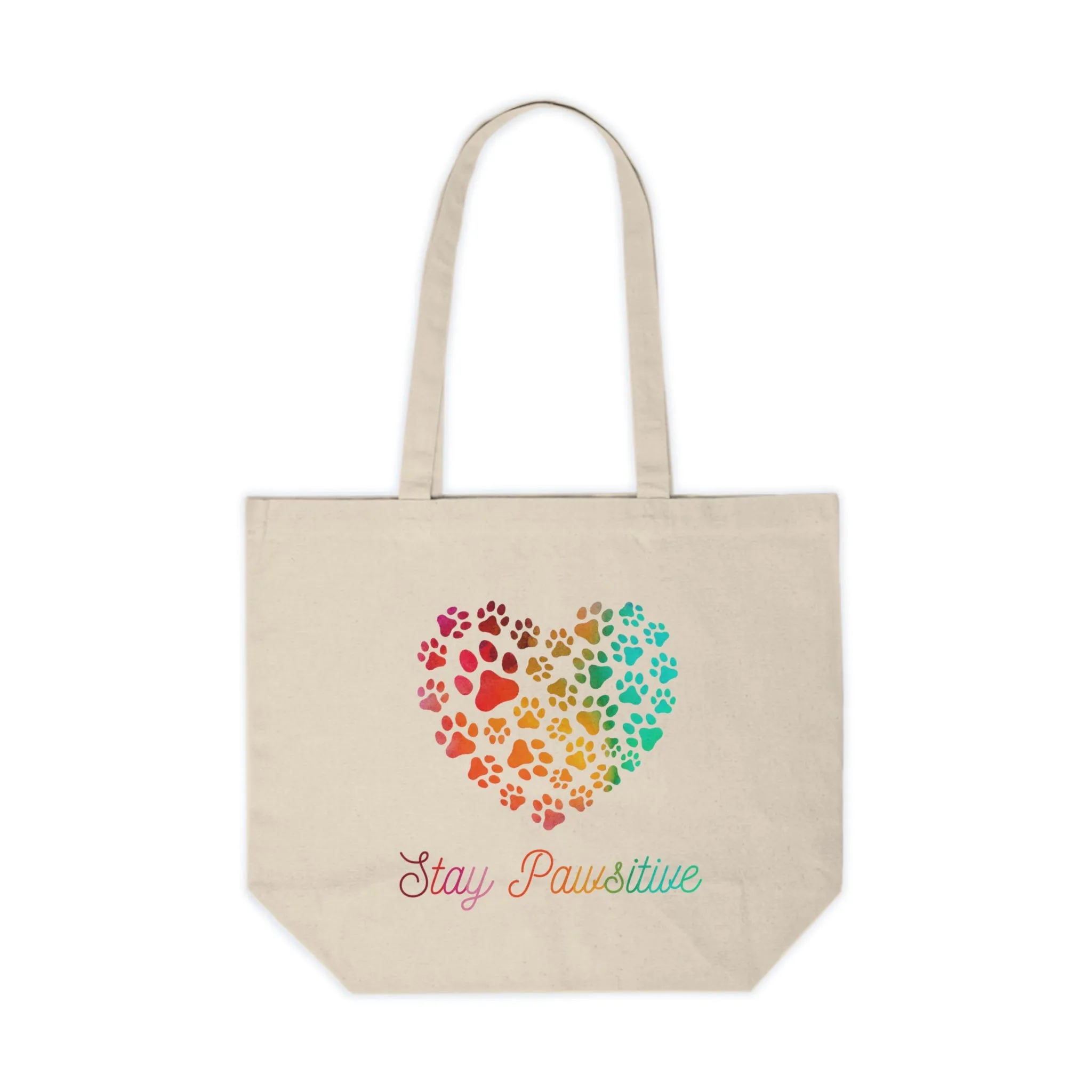 "Stay Pawsitive" Canvas Tote