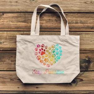 "Stay Pawsitive" Canvas Tote