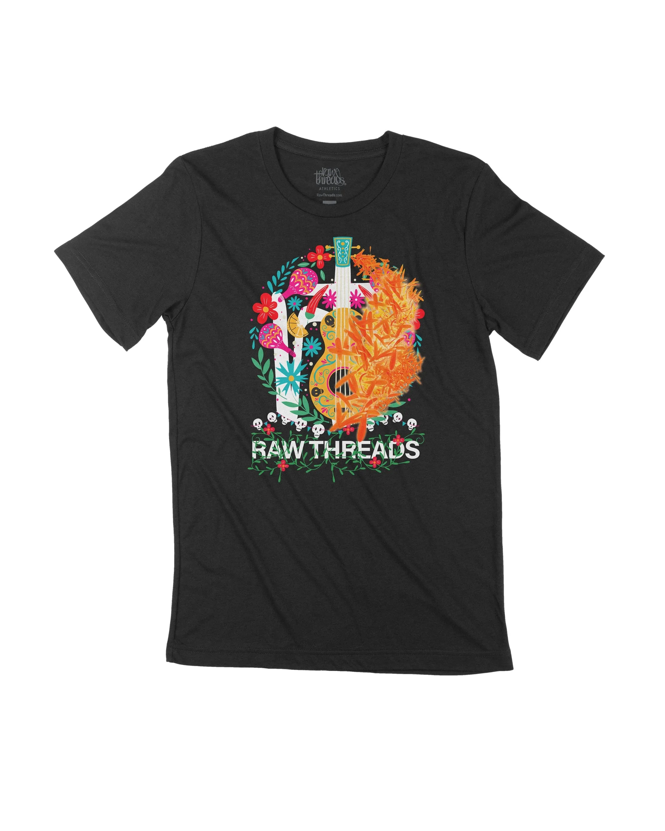 Raw Threads Guitar and Flowers Logo