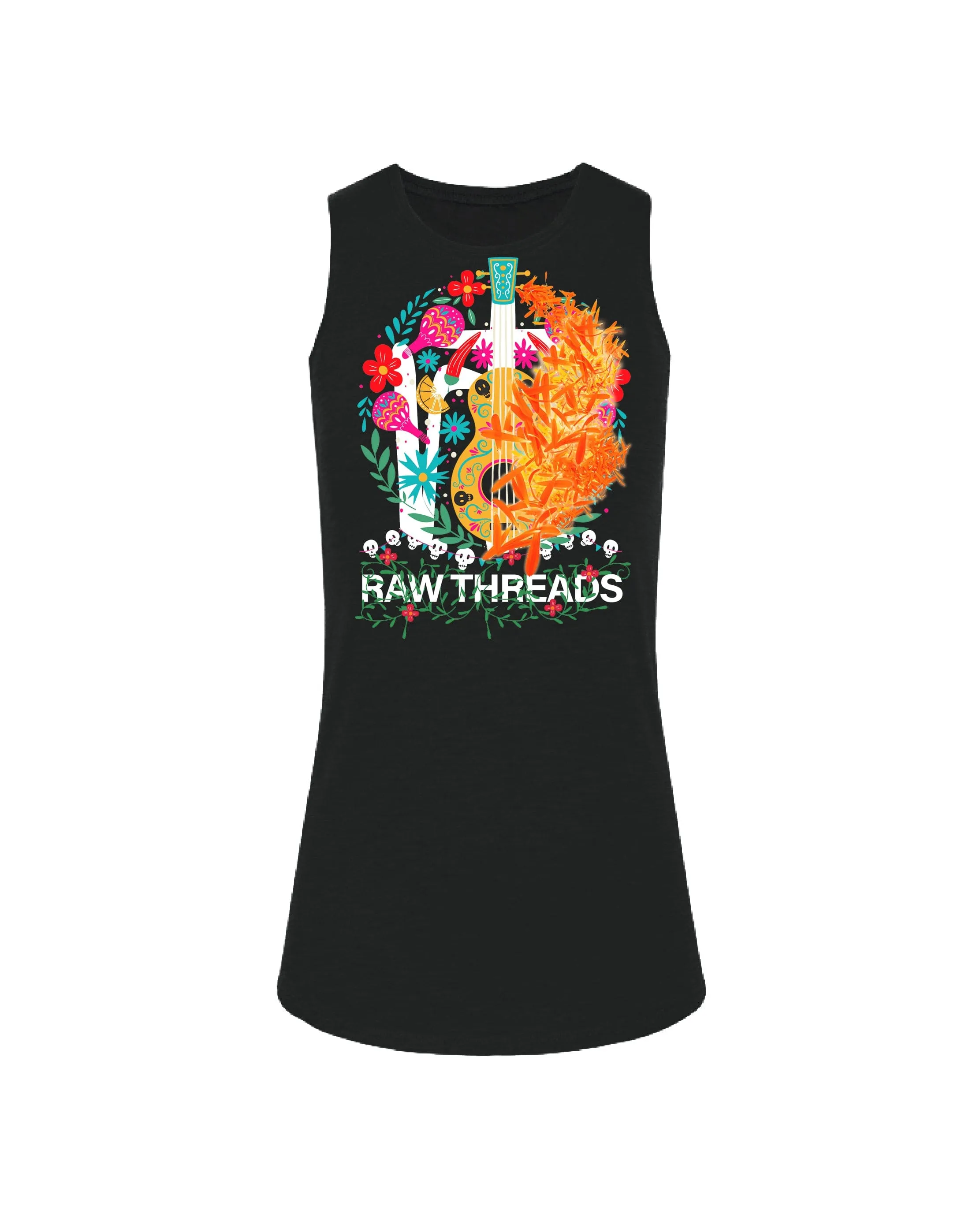 Raw Threads Guitar and Flowers Logo
