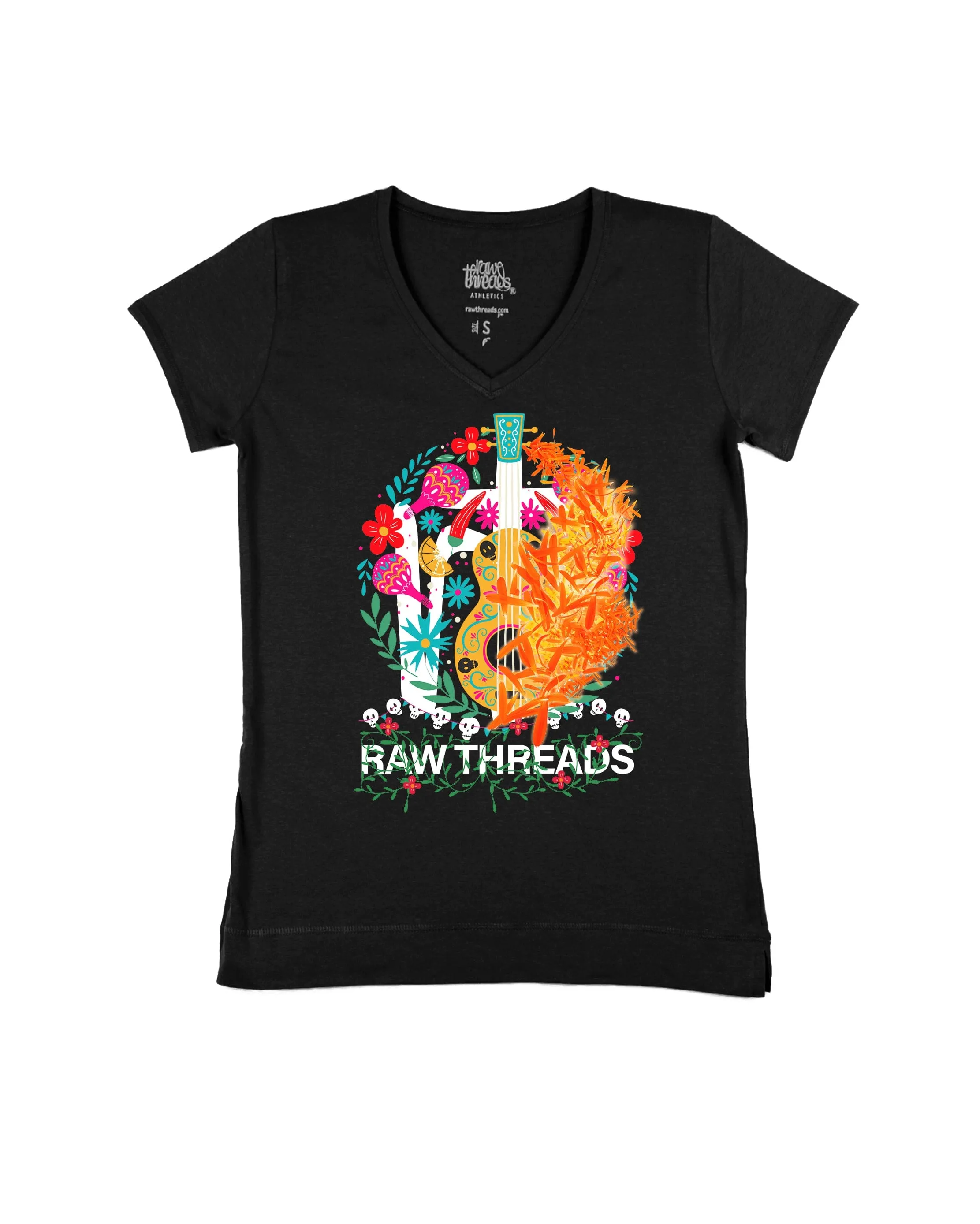 Raw Threads Guitar and Flowers Logo