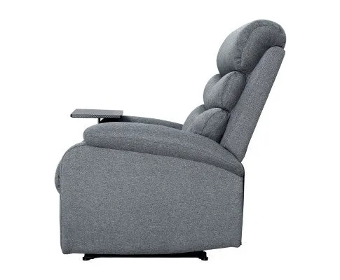 Recliner Chair Lounge Sofa Armchair Chairs Couch Fabric Grey Tray Table