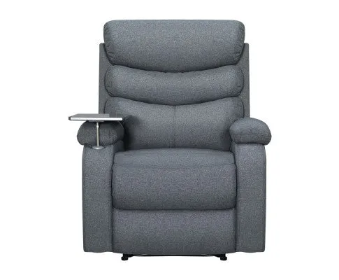 Recliner Chair Lounge Sofa Armchair Chairs Couch Fabric Grey Tray Table