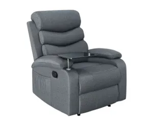 Recliner Chair Lounge Sofa Armchair Chairs Couch Fabric Grey Tray Table