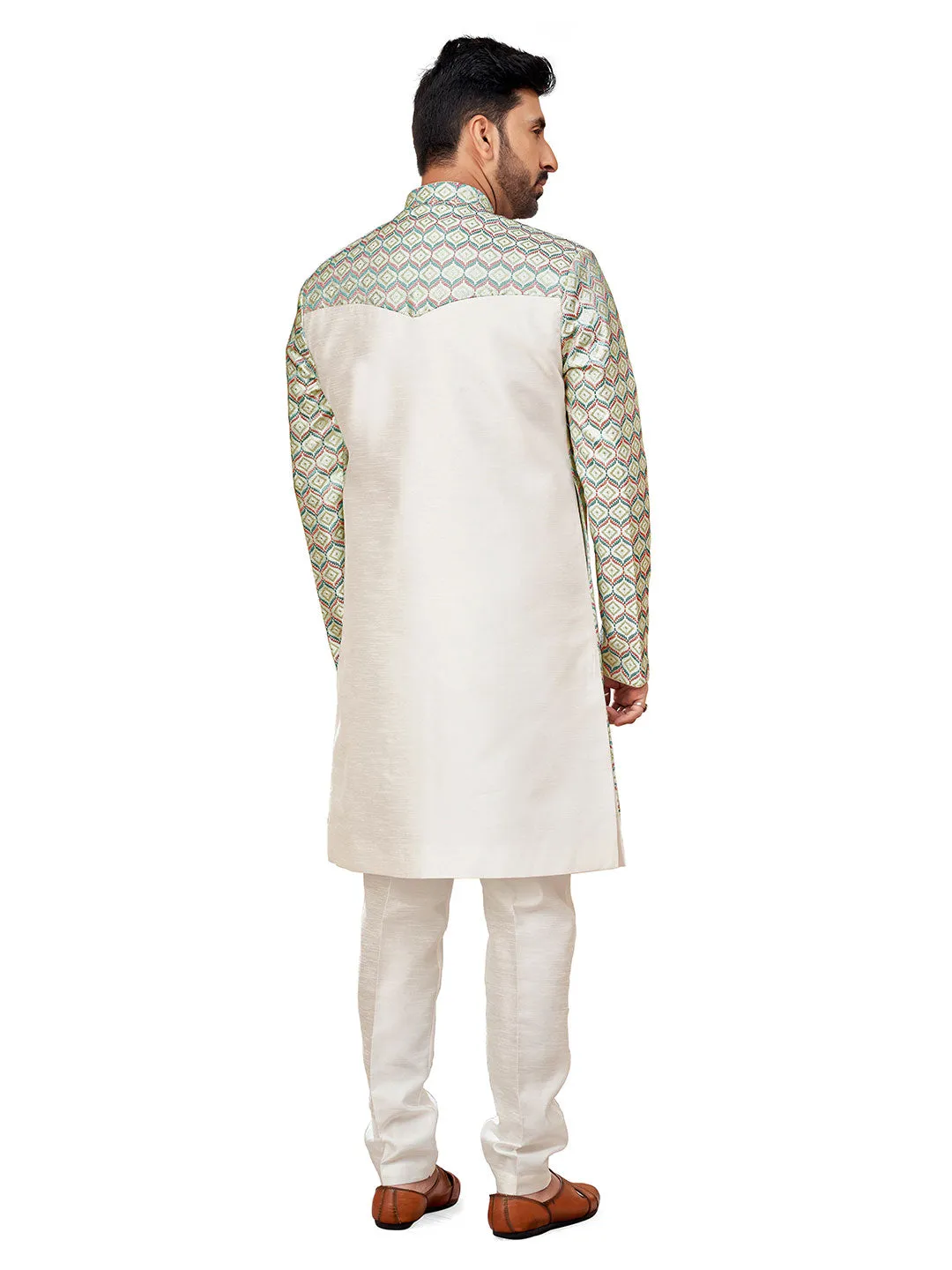 Regal Indo-Western Kurta Set with Opulent Purple & Green Embroidery