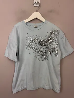River Island pale blue butterfly T-shirt 5-6y