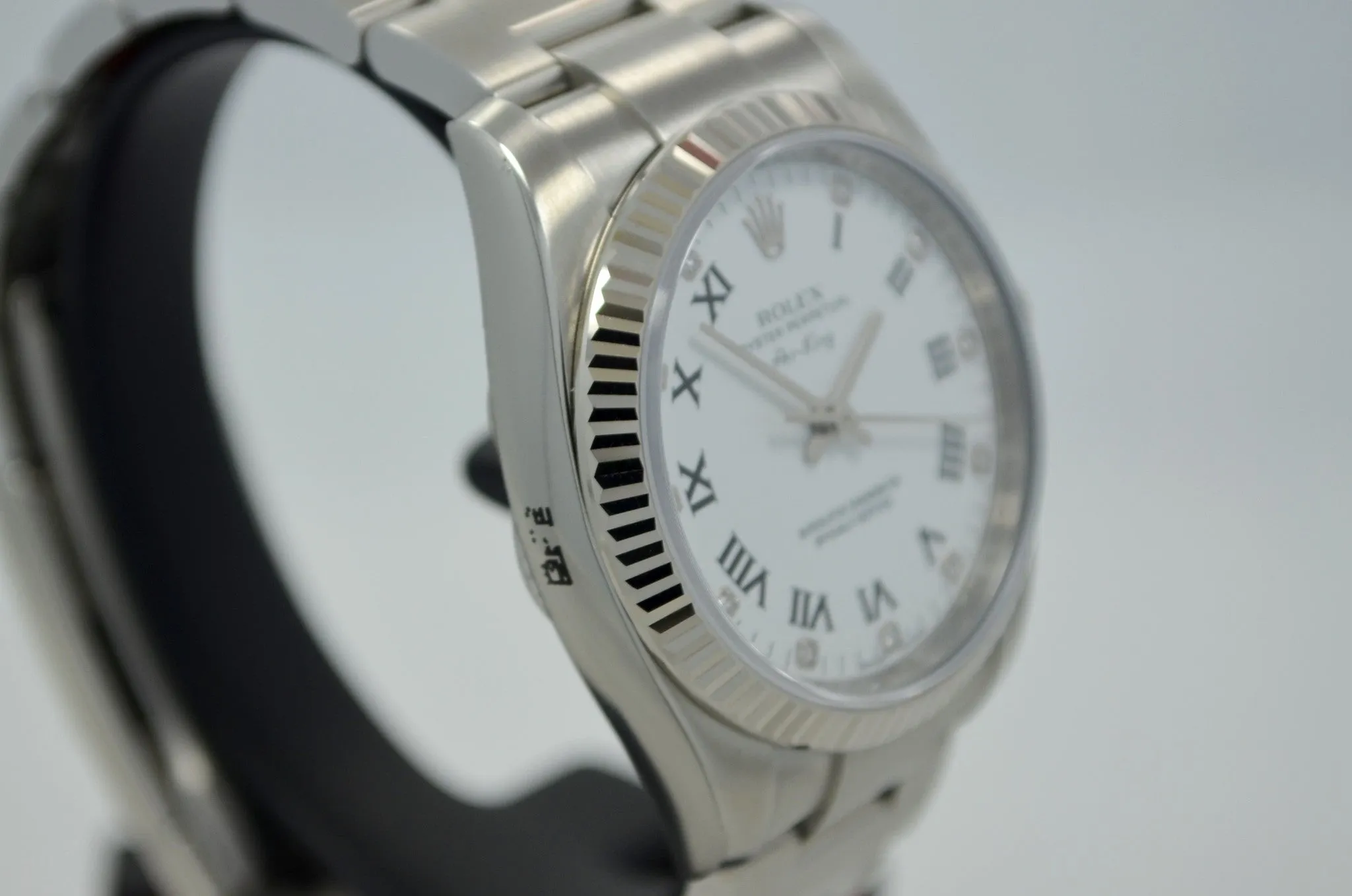 Rolex Air-King 114234 White Diamond Dial 34mm Steel Automatic Wristwatch